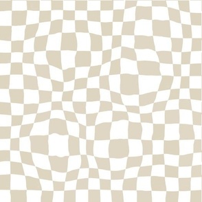 Latte and Cream Warped Checkerboard Pattern