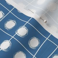 White Dots Geometric Design on blue background