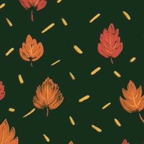 Autumn Leaves_ Green Background