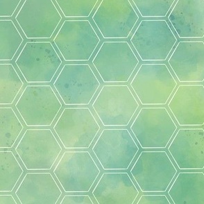 Watercolor Hexagon Kiwi Green Small