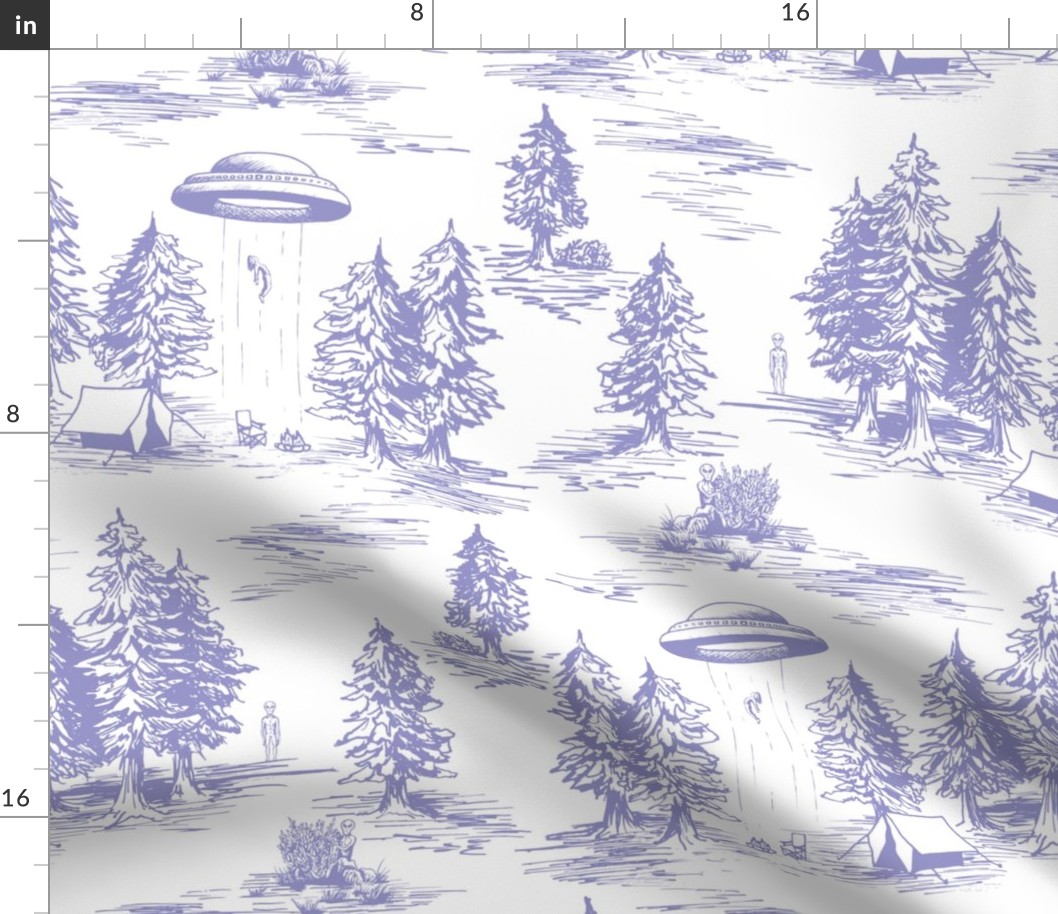 Large-Scale Lavender & White Alien Abduction Toile de Jouy