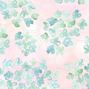 Hexagon Hydrangea  Blush Pink Small