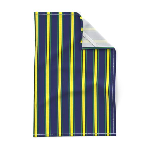 Yellow and Green Ticking Stripe on Blue