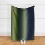 Yellow and Green Ticking Stripe on Blue