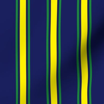 Yellow and Green Ticking Stripe on Blue
