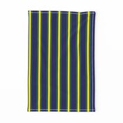 Yellow and Green Ticking Stripe on Blue