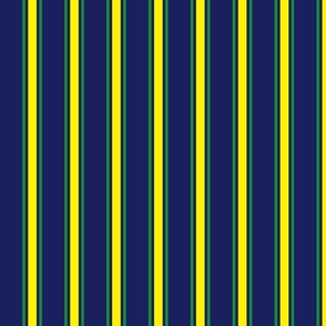 Yellow and Green Ticking Stripe on Blue