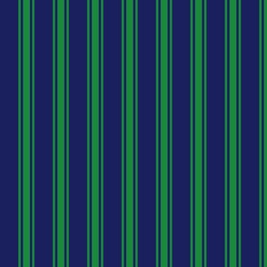 Green Ticking Stripe on Blue