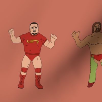 Vintage Wrestlers, dark coral