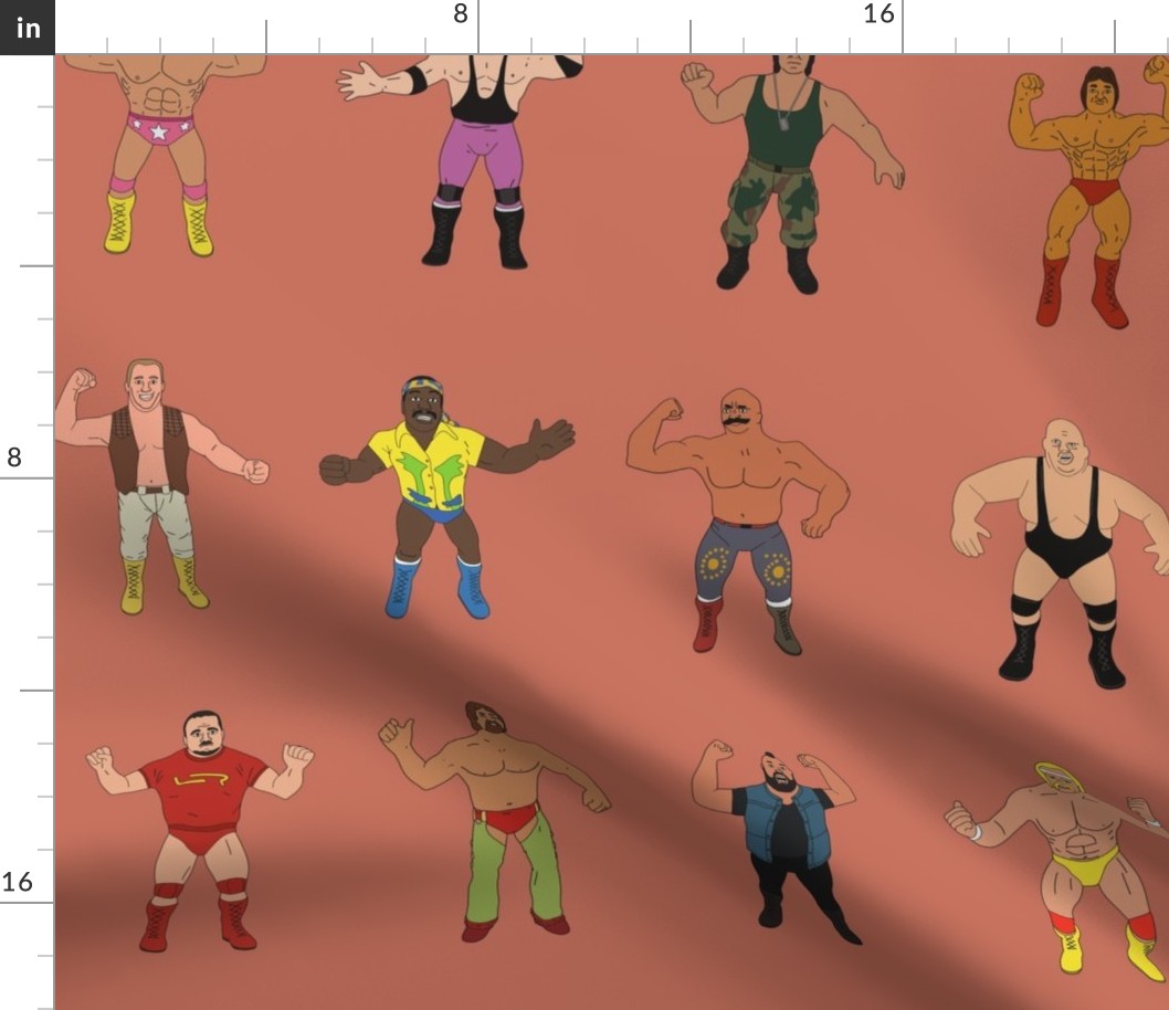 Vintage Wrestlers, dark coral