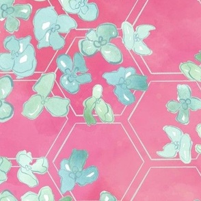 Hexagon Hydrangea Pink Large