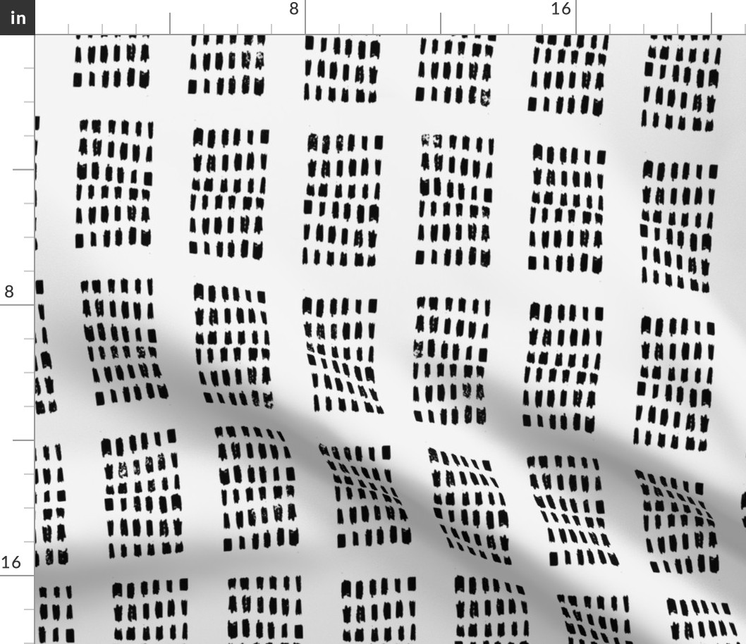 boho block print tribal sketchy dot grids - monochrome off white and black