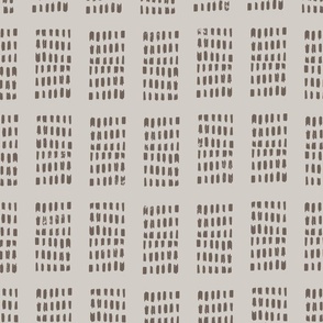 boho block print tribal sketchy dot grids - monochrome ecru and warm mushroom grey