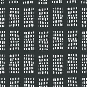 boho block print tribal sketchy dot grids - monochrome near black and off white