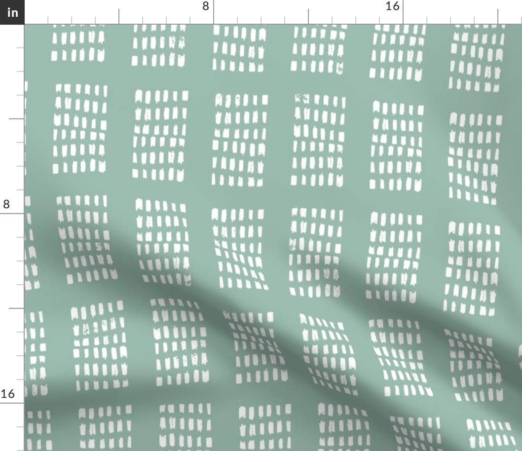 block print tribal sketchy dot grids - aqua and white