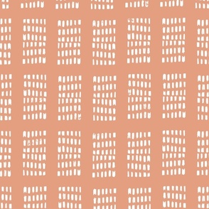 block print tribal sketchy dot grids - peach and white