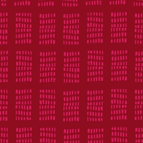 block print tribal sketchy dot grids - rusty red and hot pink