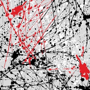Jason Pollock inspired pattern gray,red,black,white