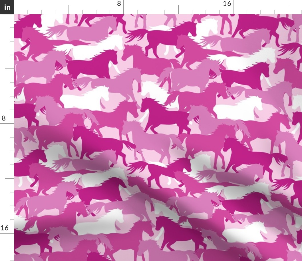 Bright pink horse camouflage fabric