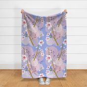 floral botanicals sakura on sky blue (105)