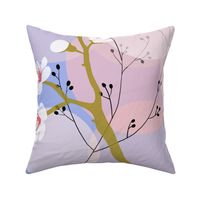 floral botanicals sakura on sky blue (105)