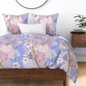 floral botanicals sakura on sky blue (105)