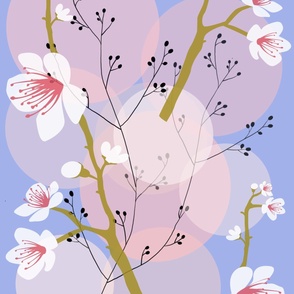 floral botanicals sakura on sky blue (105)