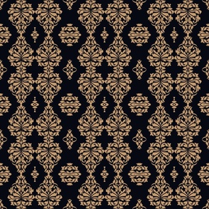 Black and Gold Victorian Damask Inspired Print