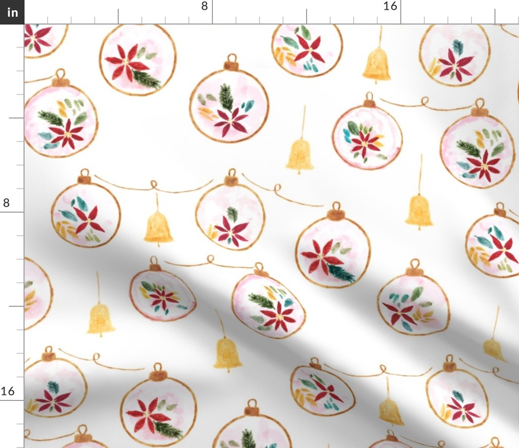 Floral Baubles - Christmas Ornaments Fabric | Spoonflower