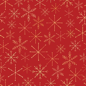 Gold Snowflakes On Christmas Red JUMBO