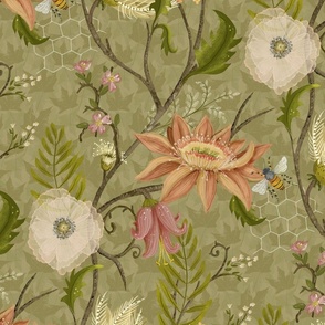 Lush Victorian Floral -xl - wallpaper scale