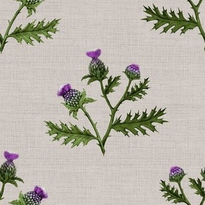 Thistle 02_Decal Blue Purple on Natural Linen // large