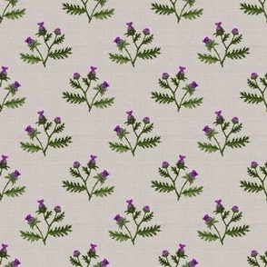 Thistle 02_Decal Bright Purple on Natural Linen // small