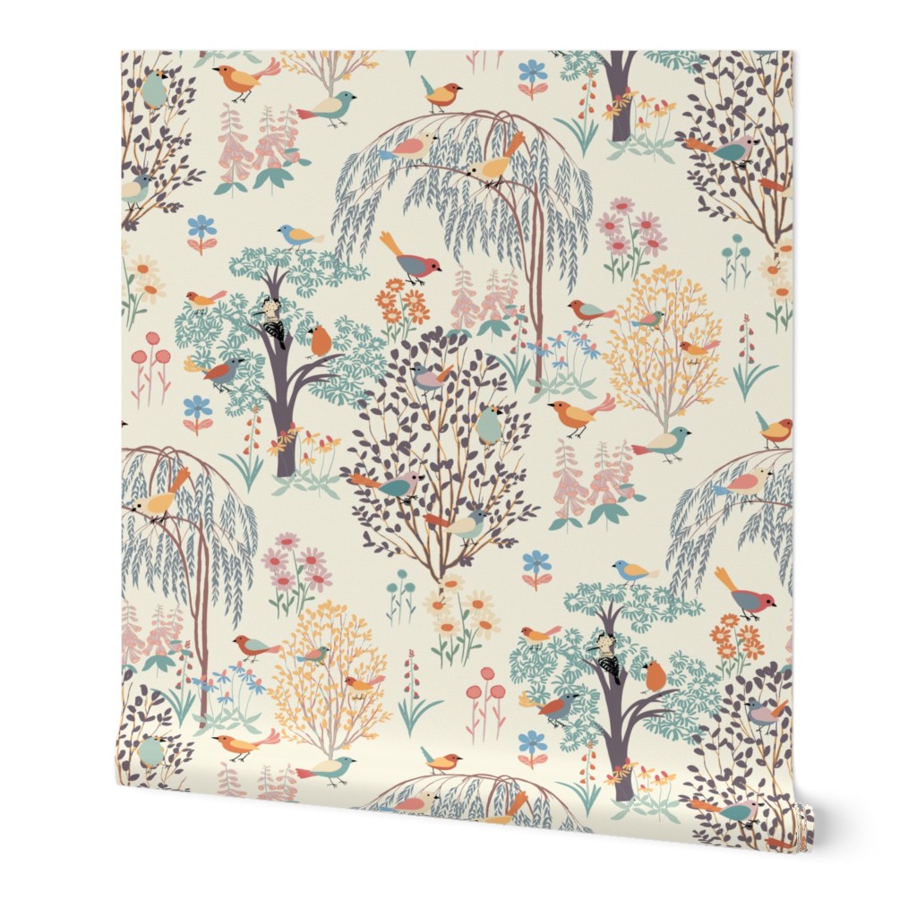  Birds in the garden// soft colours// Extra Large