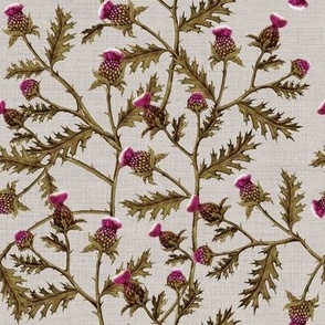 Thistle Brambles Natural Linen Look  // standard