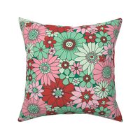 Retro Daisies - Christmas Mint