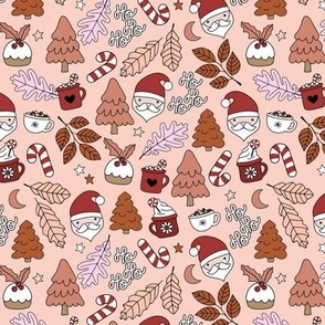 Merry Christmas winter wonderland with pudding candy canes and coffee holiday snacks seasonal kids design vintage red blush orange girls 
