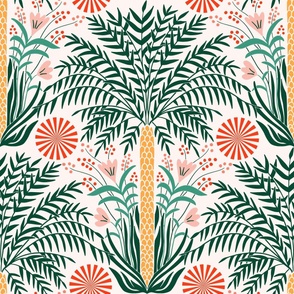 Tropical Green Palm Trees and Flowers (Large)