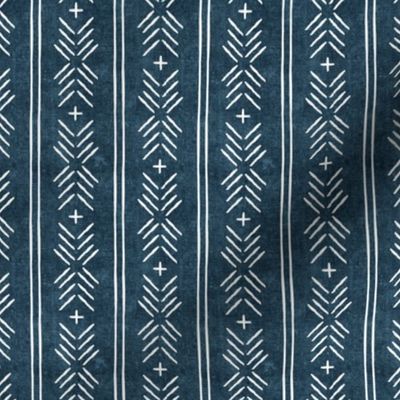 (small scale) mud cloth arrow stripes - stone blue - mudcloth tribal - C22