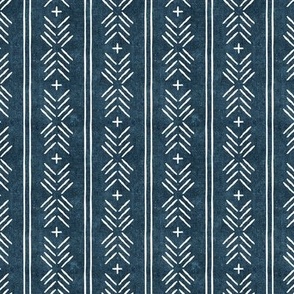 (small scale) mud cloth arrow stripes - stone blue - mudcloth tribal - C22