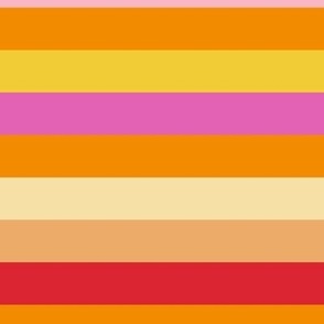 1´´ horizontal stripes in pink and orange colors