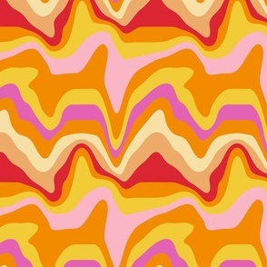 Wavy and psychedelic stripes in sweet orange and pink bright colors Medium scale