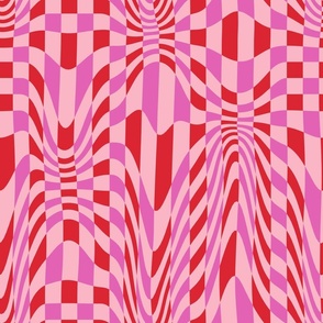 Wavy checkered in pink and red Large scale