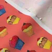 cupcake club bright colors and raspberry background