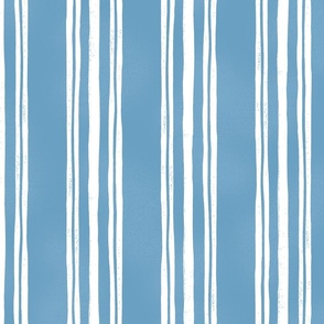 White Ticking Stripes on Blue - Extra Large Scale