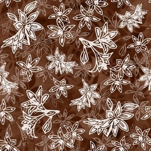 White Hosta Flowers on Cinnamon Brown Texture