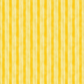 White Ticking Stripes on Yellow - Small Scale