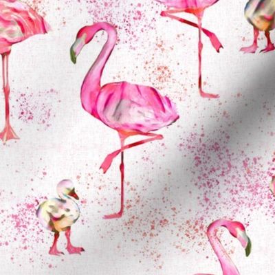 Bright Pink Painted Flamingos 