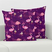 Bright Pink Painted Flamingos // Eggplant