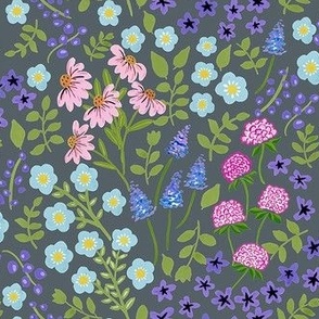 Emily's Garden Dark Blue w/ Bright Florals_ Sugar Creek Design 